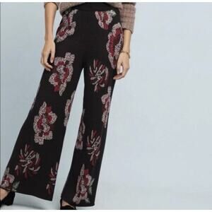 LAIA Floral Knit Wide Leg Sweater Knit Pants Anthropologie Boho Large New $168